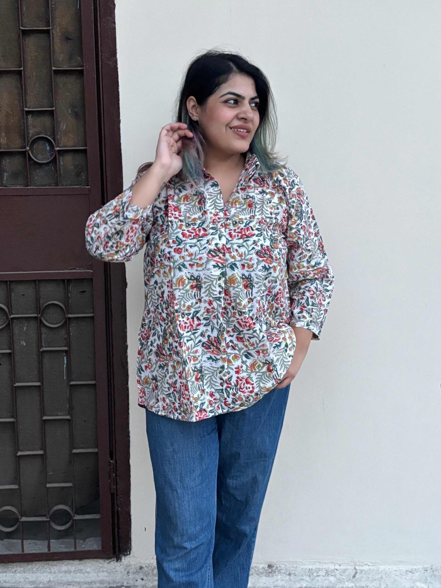 Vasanti A Line Hand Block Printed Relaxed Fit Collar Top