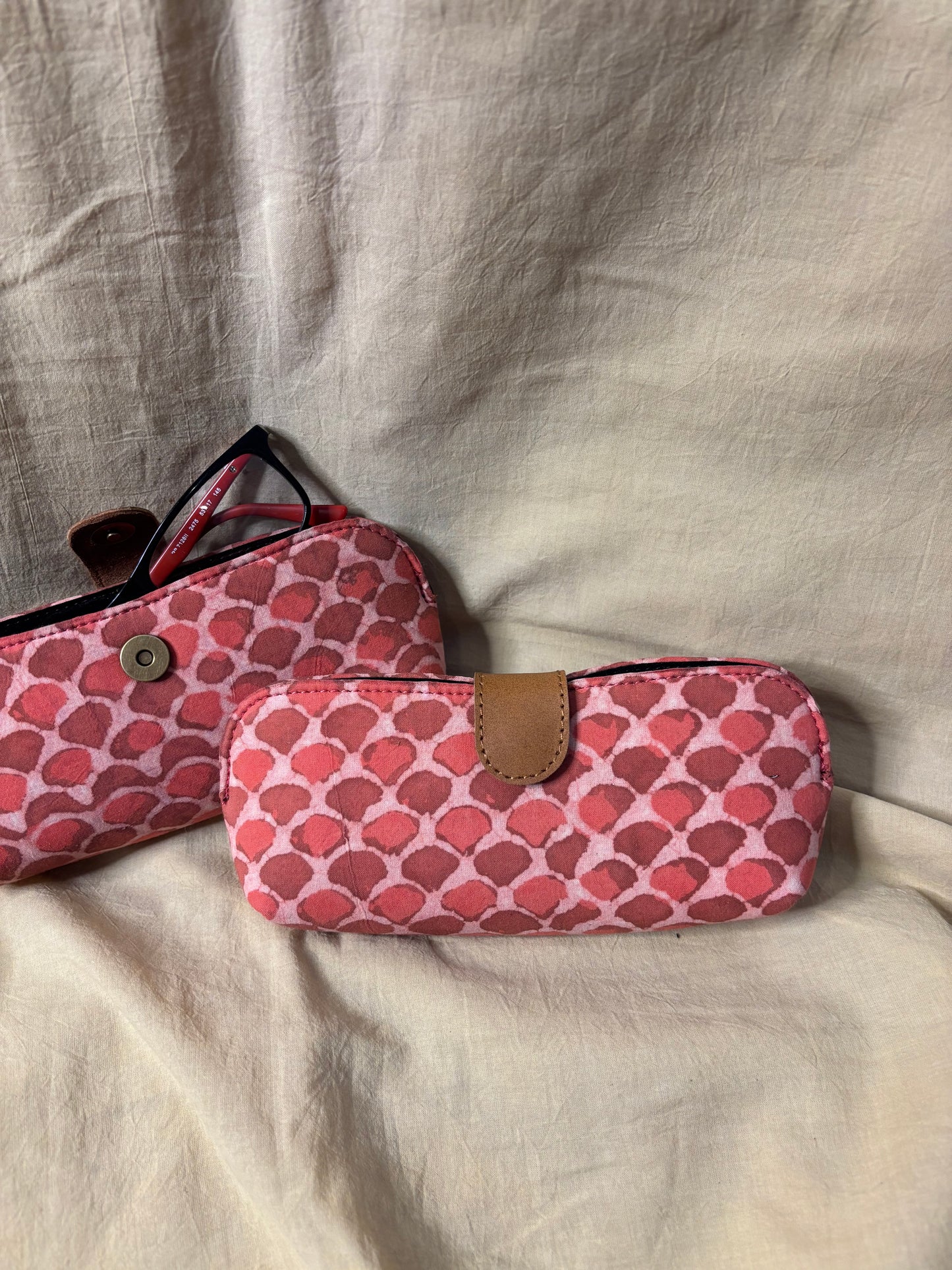 Peach Fishscale Dabu Eyewear Case