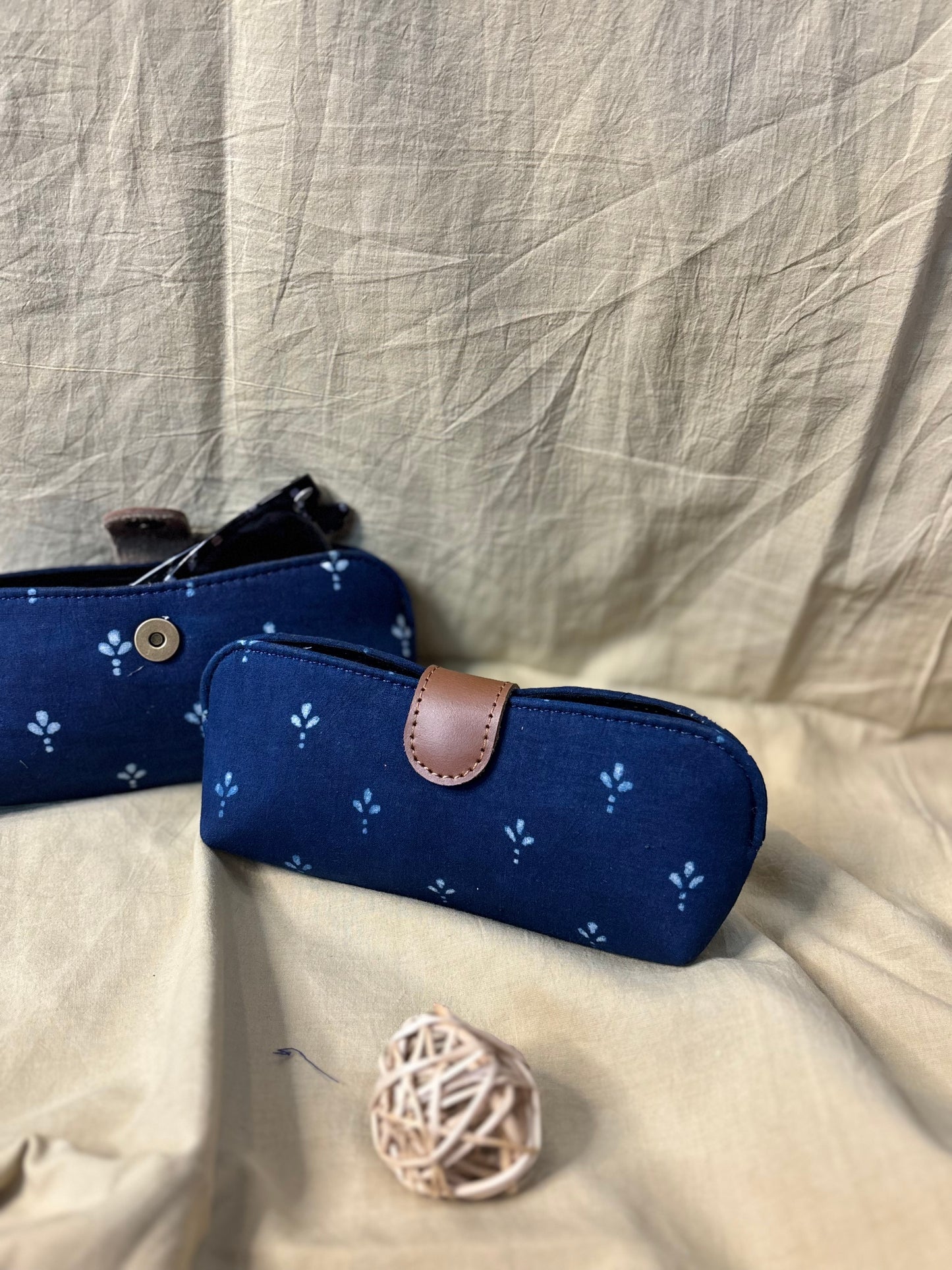 Indigo Hand Block Print Eyewear Case