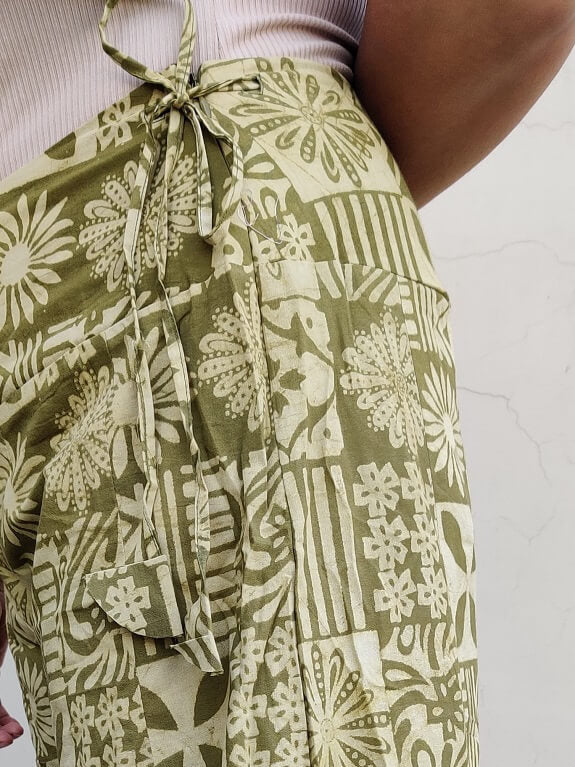 Olive Hand Block Printed Culottes and Shrug Coordinated Set