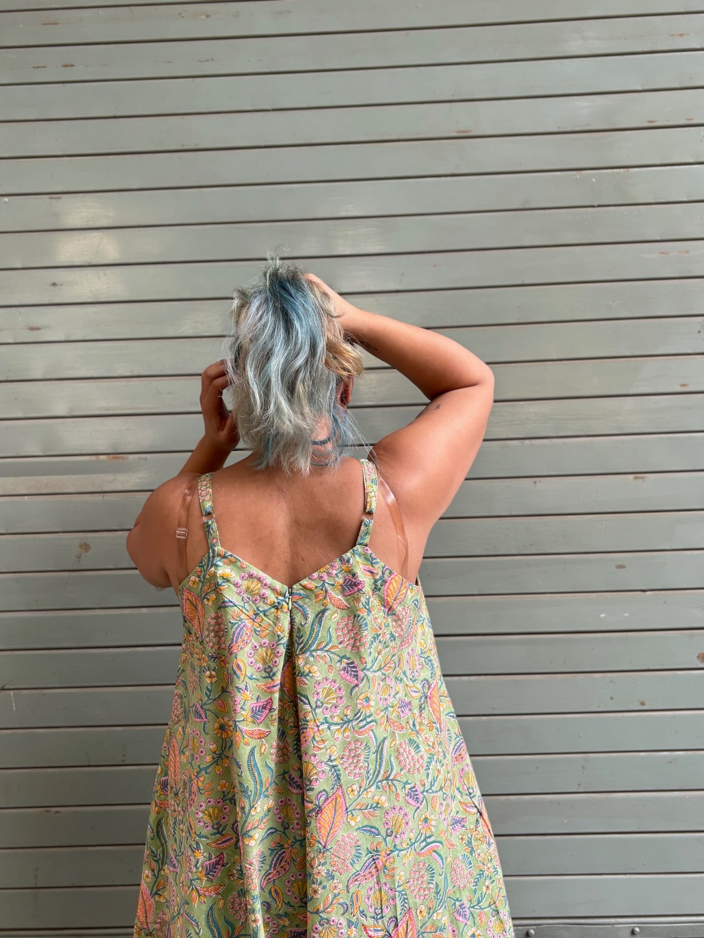 Aangan Hand Block Printed Floral Flared Jumpsuit