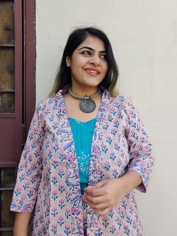 Petunia Hand Block Printed Culottes and Shrug Coordinated Set