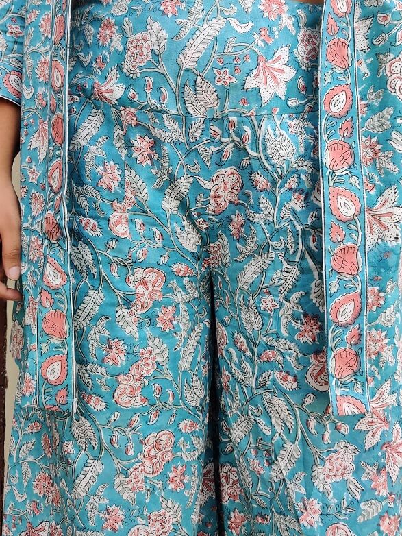 Saachi Hand Block Printed Culottes and Shrug Coordinated Set