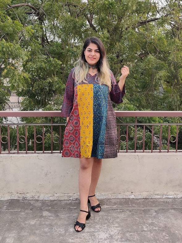 Riot of Colors : Ajrakh Third Edition Short Dress