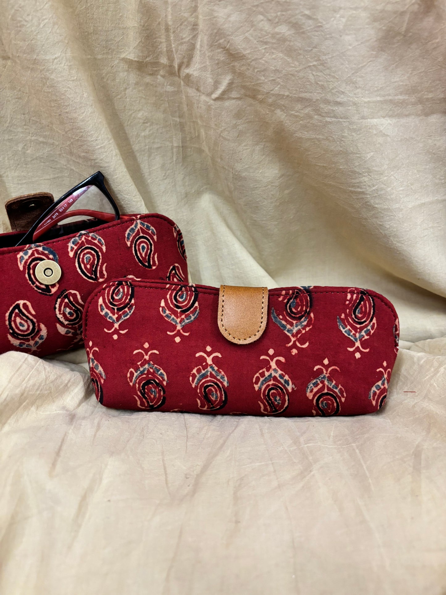 Red Paisley Ajrakh Eyewear Case