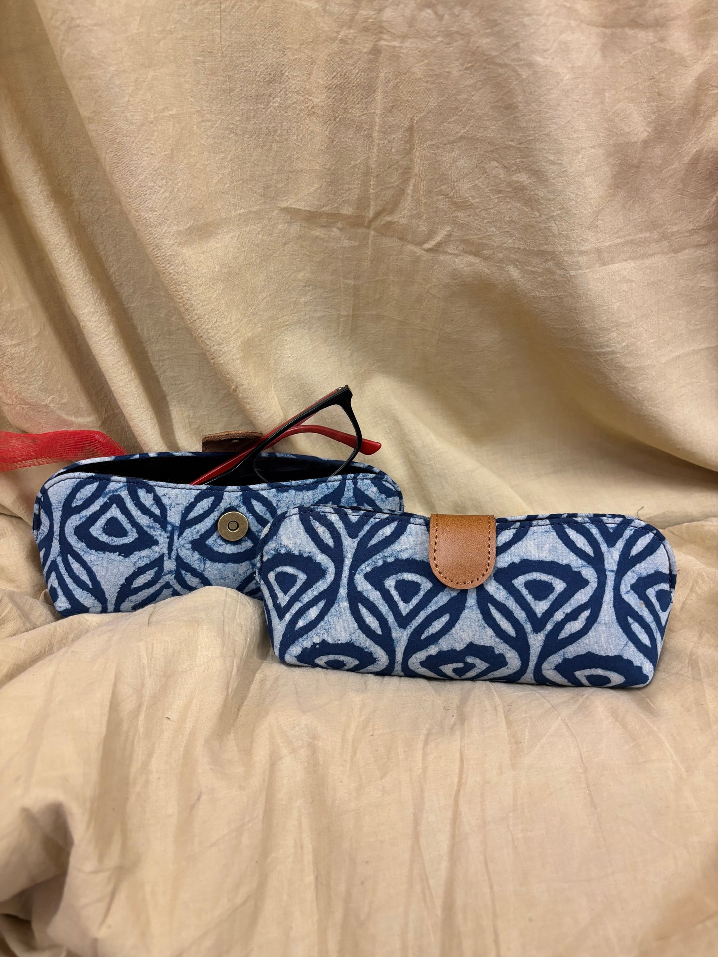 Indigo White Hand Block Printed Eyewear Case