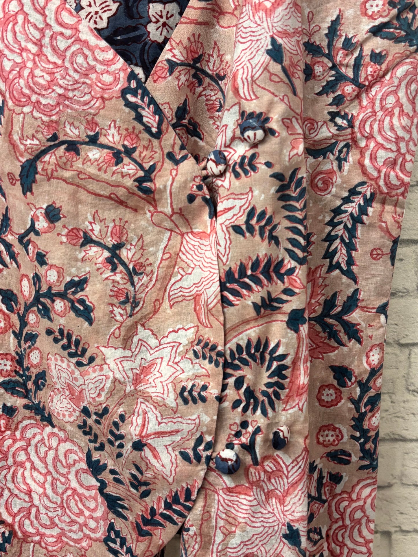 Brown Blue Hand Block Printed Reversible Waistcoat
