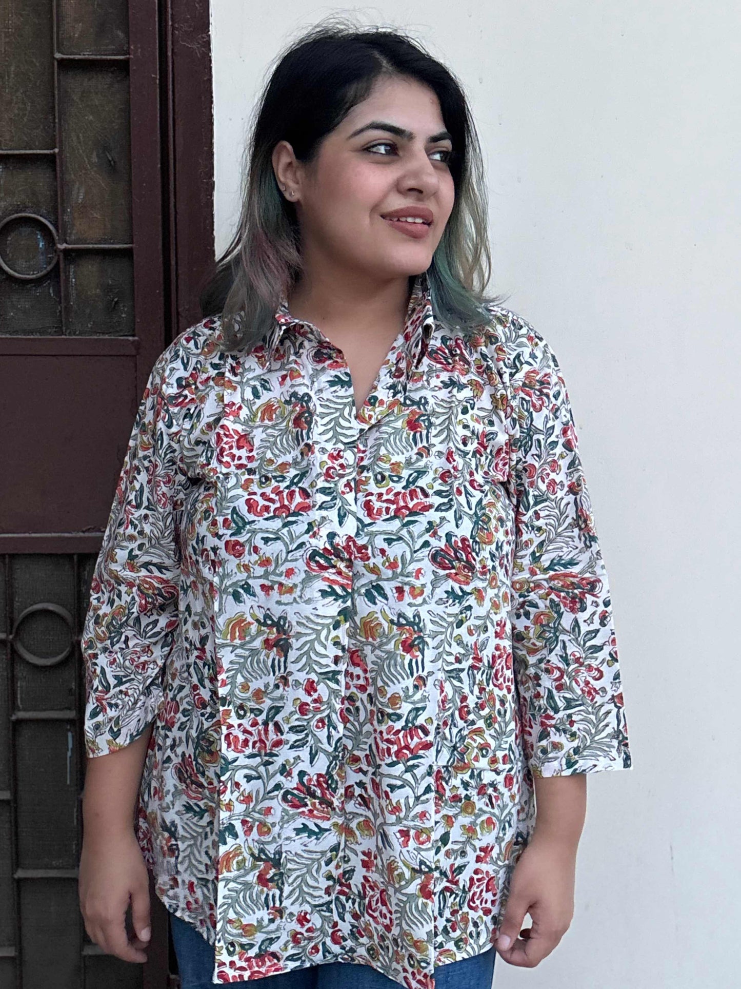 Vasanti A Line Hand Block Printed Relaxed Fit Collar Top
