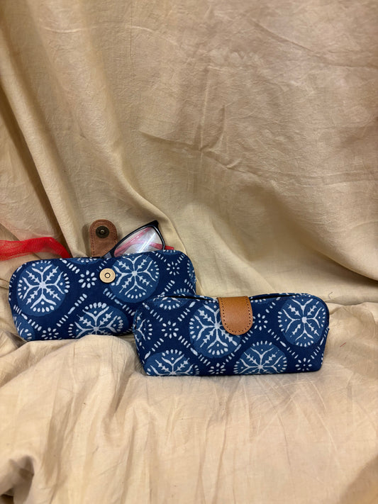 Indigo Hand Block Printed Eyewear Case