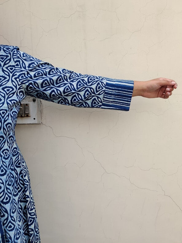 Fiza Hand Block Printed A Line Maxi Patch Dress