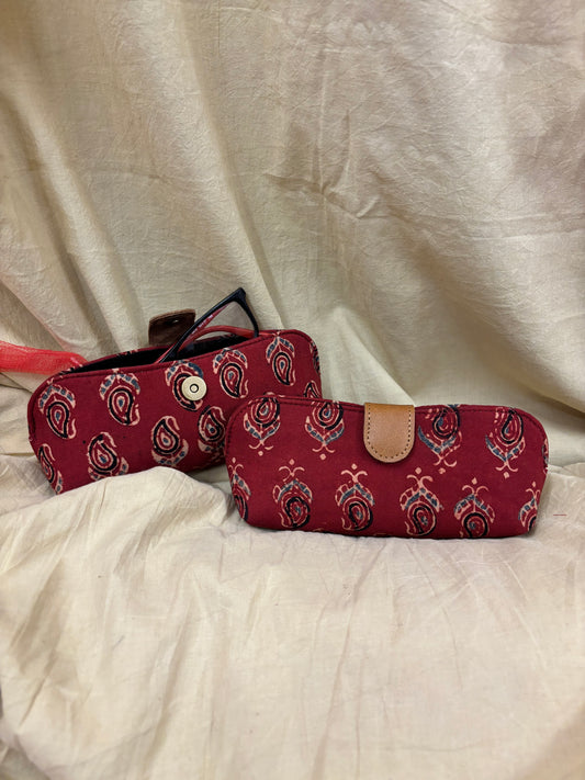 Red Paisley Ajrakh Eyewear Case