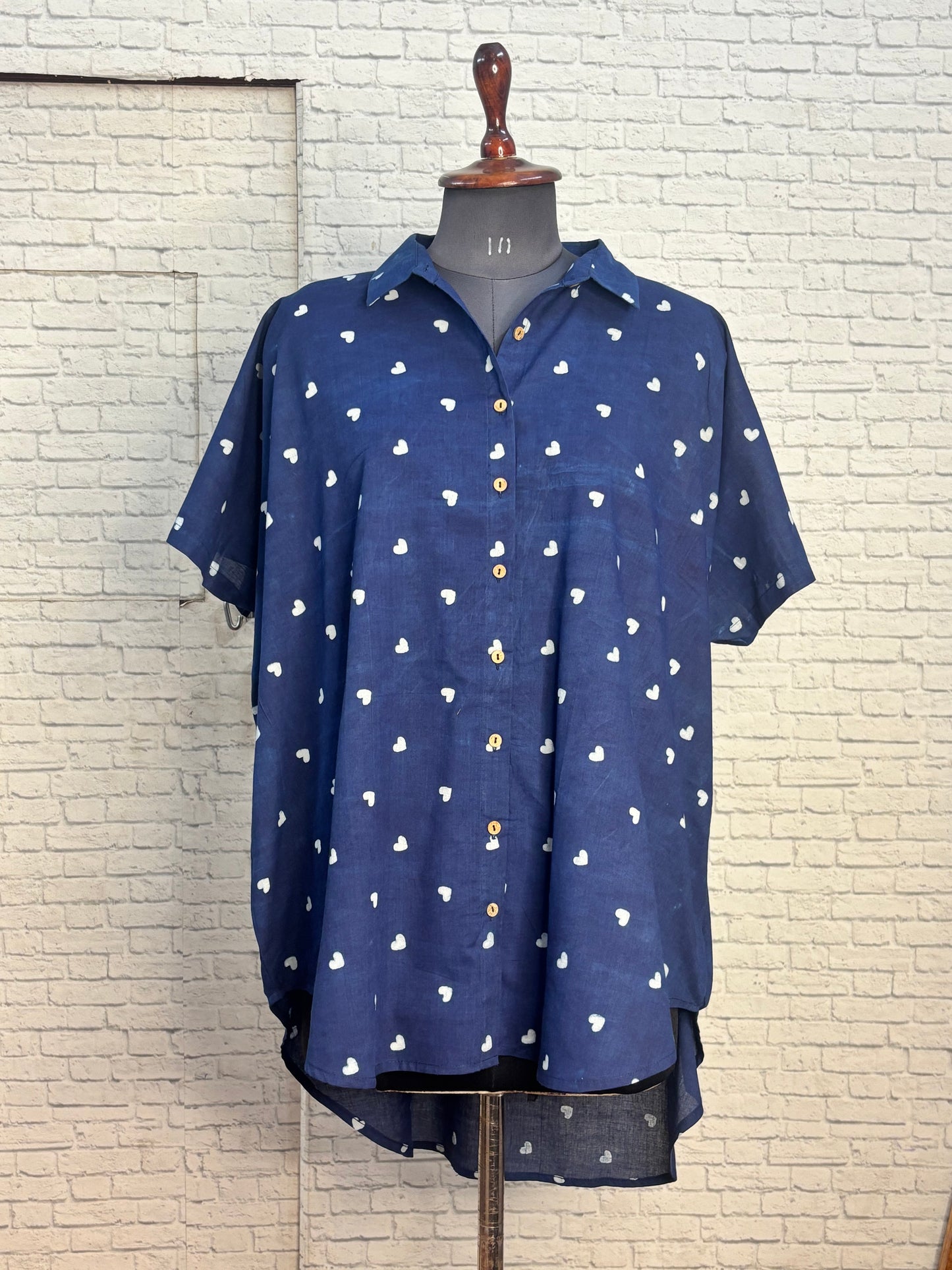 Indigo Hearts Cotton High Low Shirt Kaftan