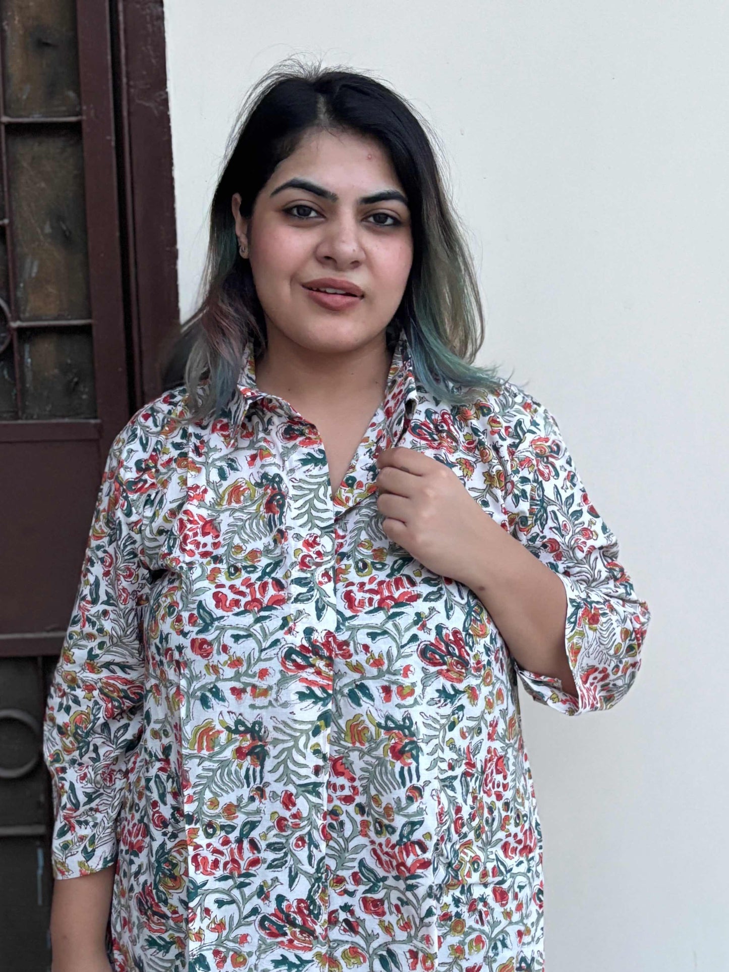 Vasanti A Line Hand Block Printed Relaxed Fit Collar Top