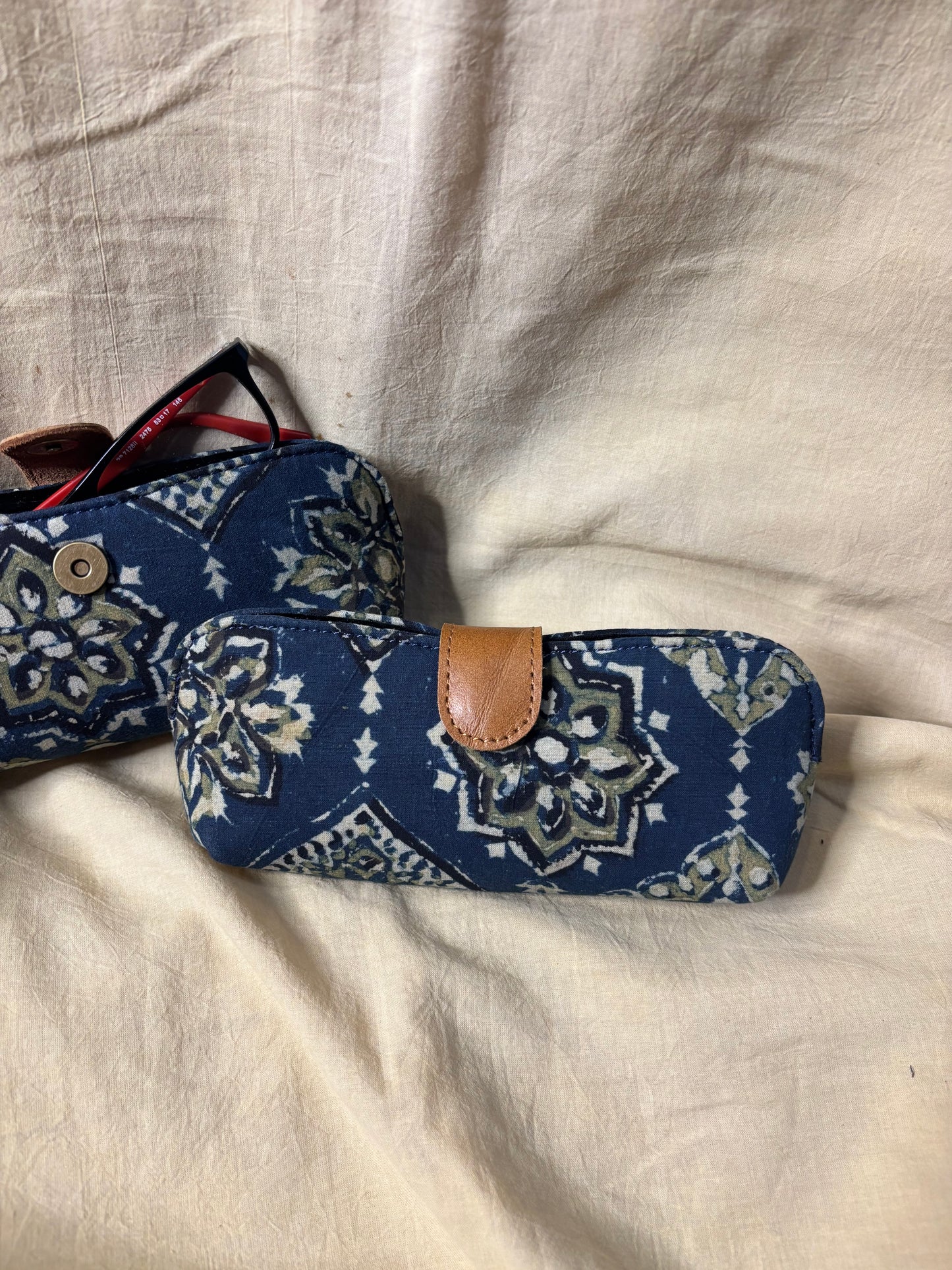 Indigo Green Ajrakh Eyewear Case