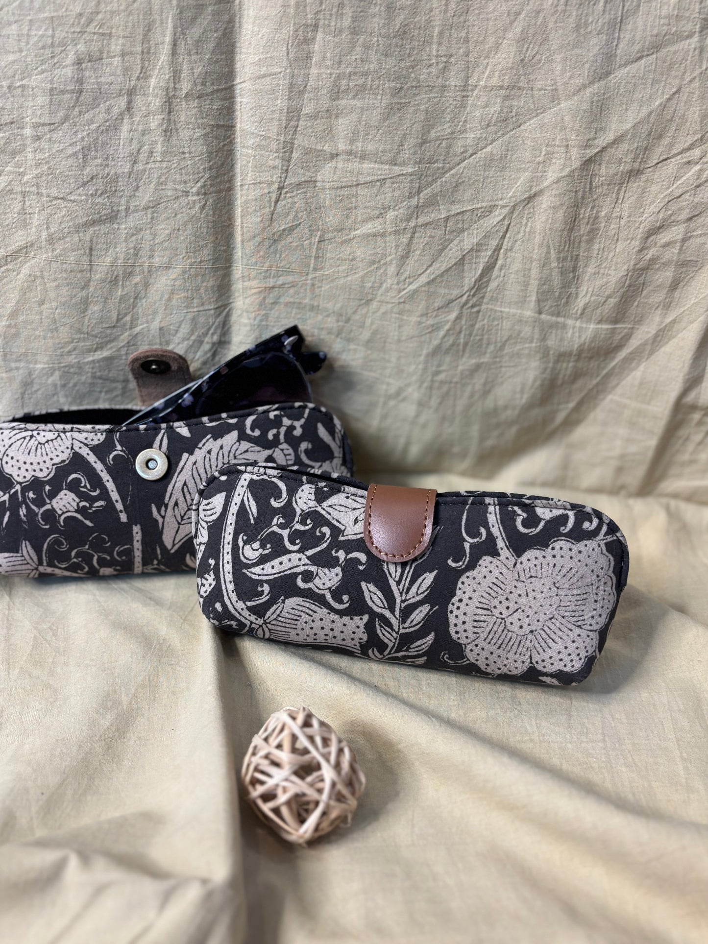 Black Kalamkari Hand Block Print Eyewear Case