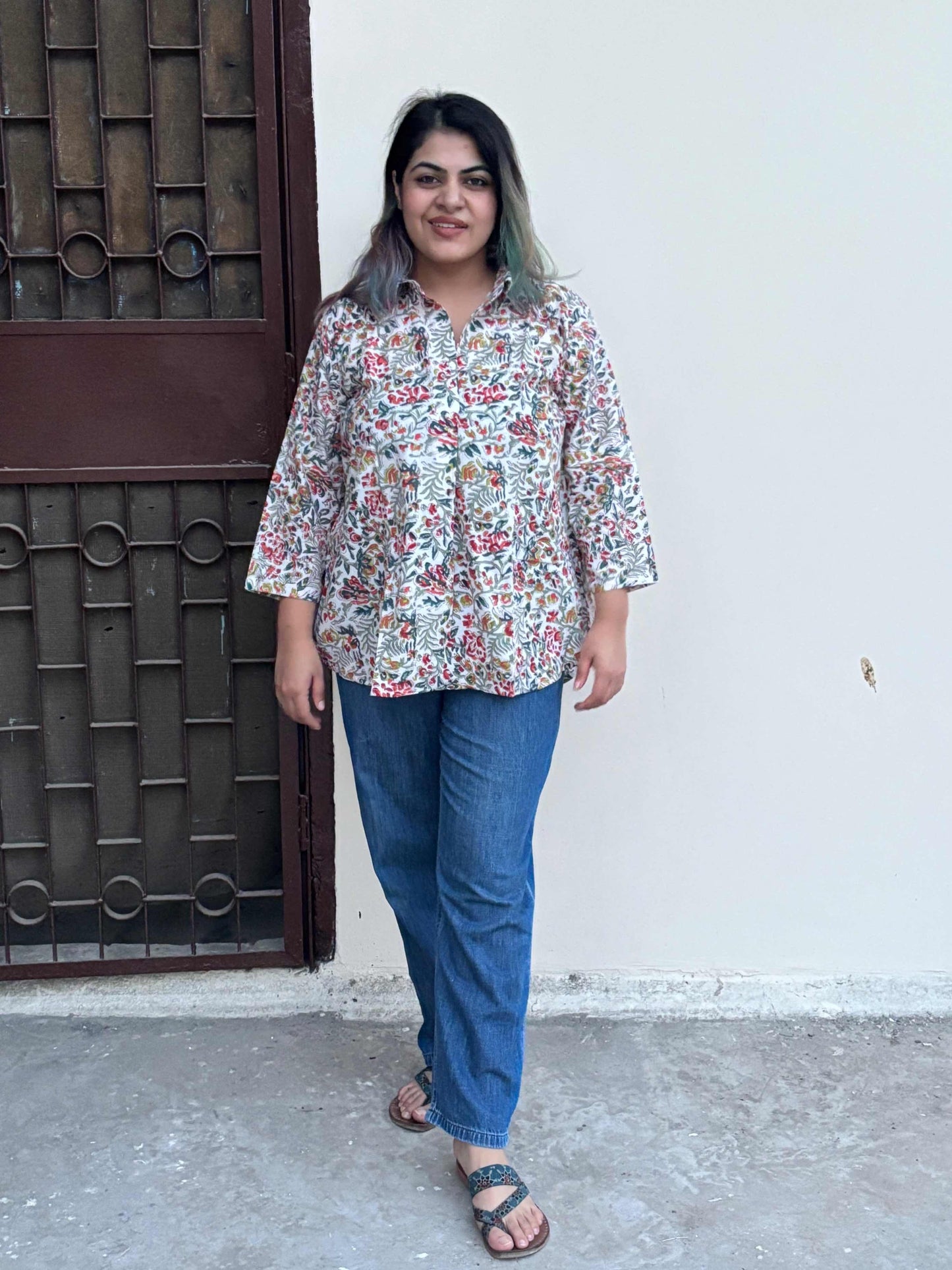 Vasanti A Line Hand Block Printed Relaxed Fit Collar Top