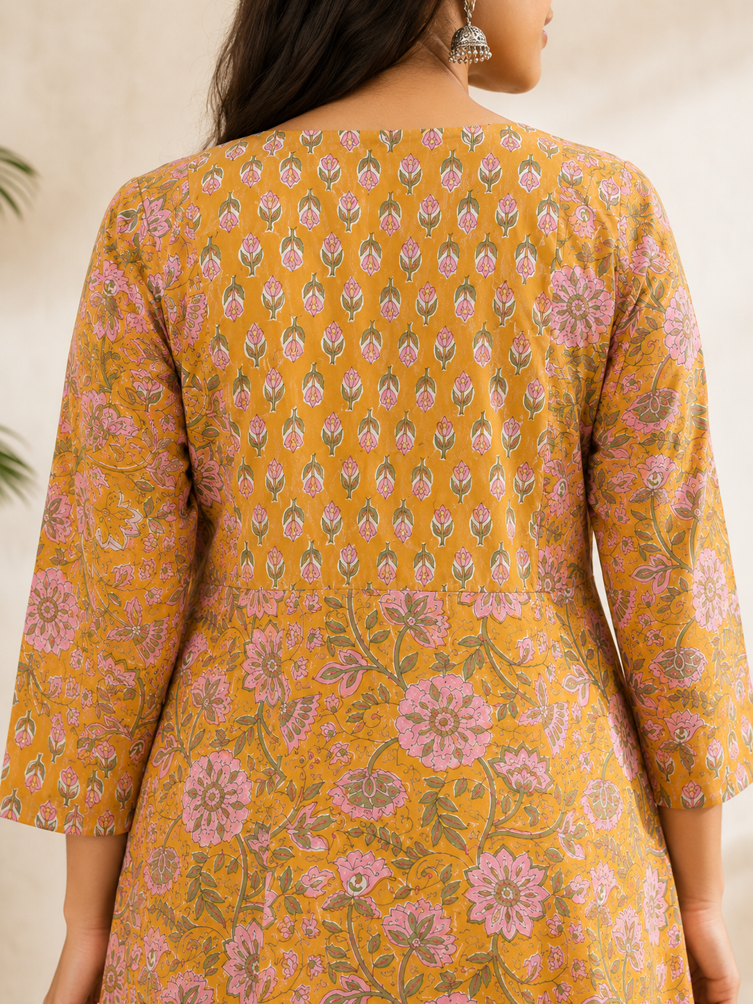 Chashini Hand Block Printed A Line Maxi Patch Dress