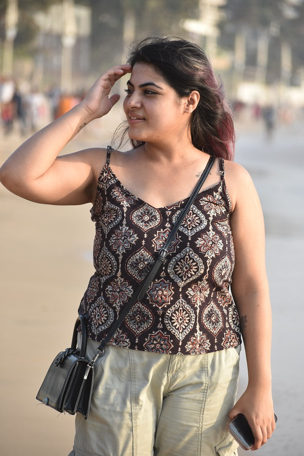 Hand Block Printed Spaghetti Strap Top