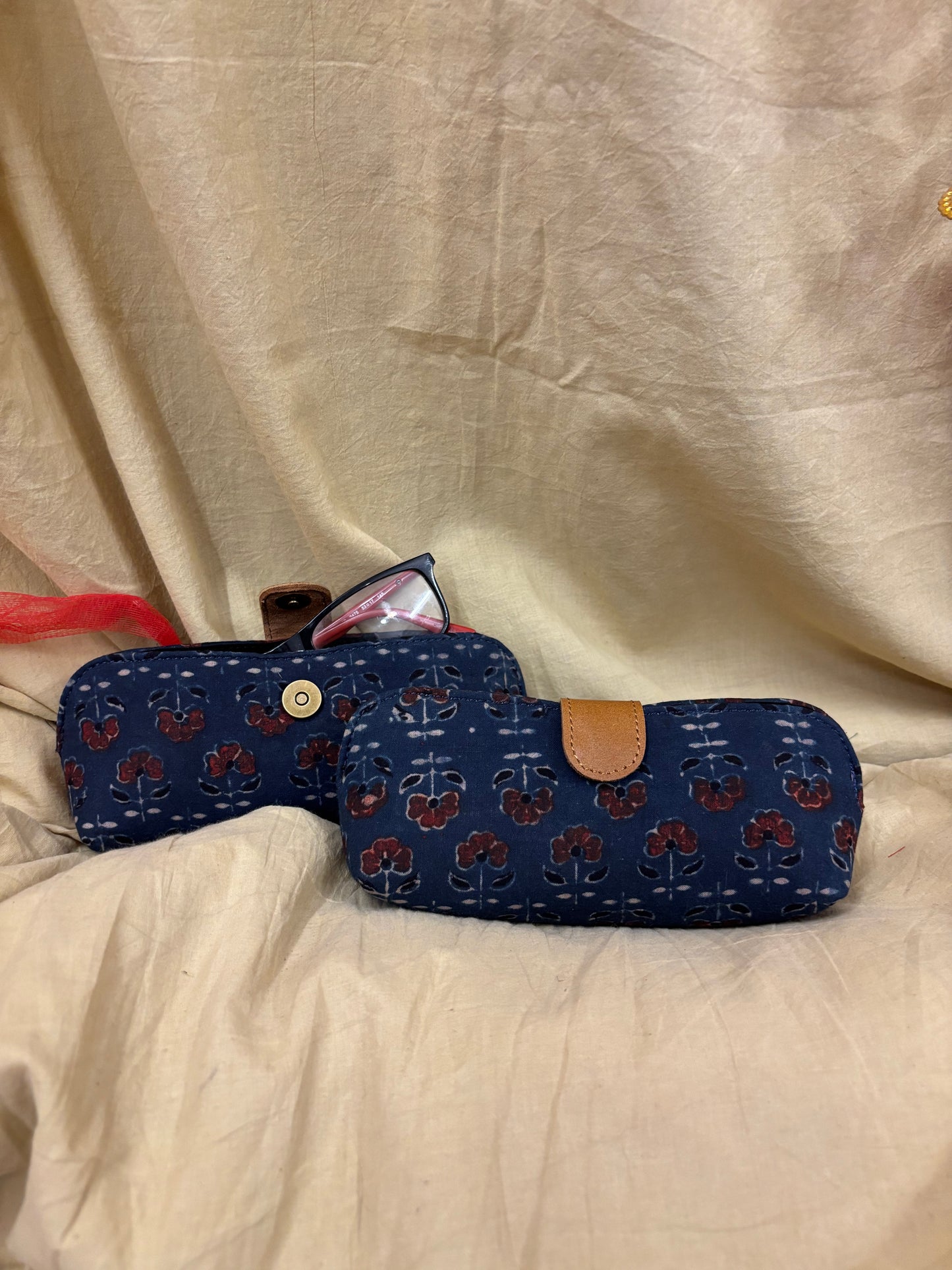 Indigo Red Ajrakh Eyewear Case