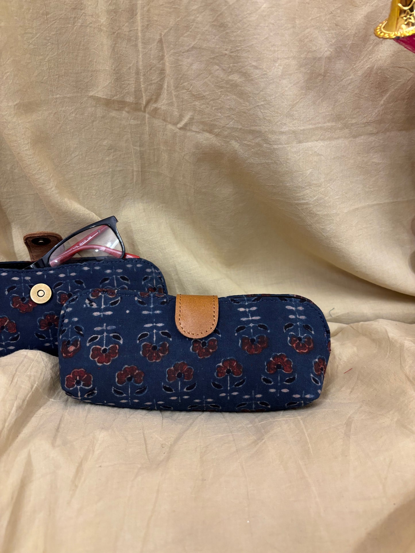 Indigo Red Ajrakh Eyewear Case