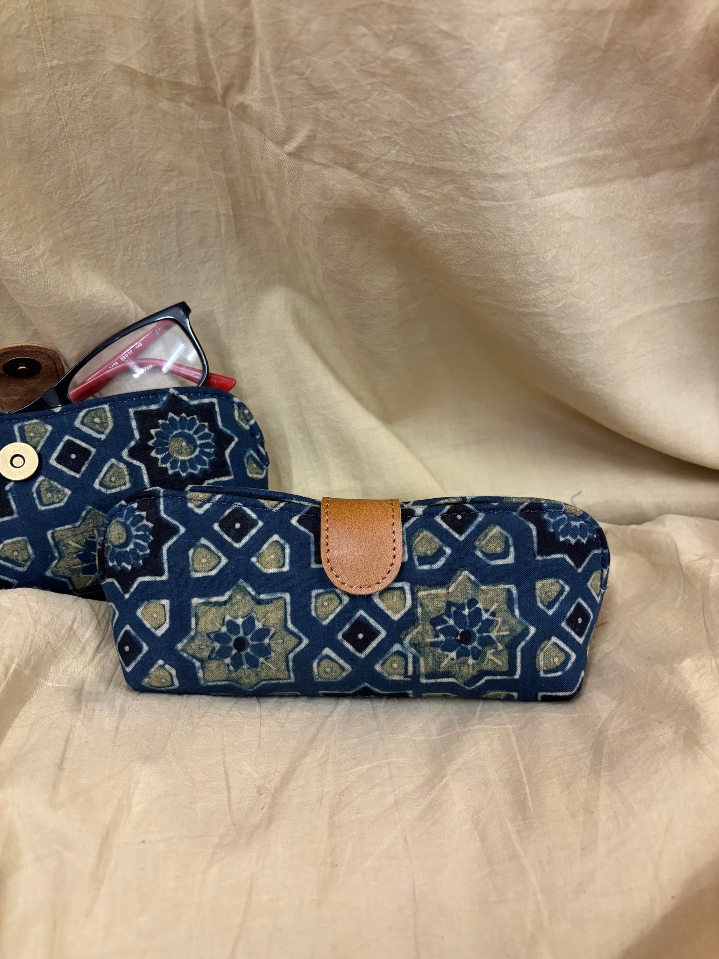 Indigo Green Ajrakh Eyewear Case