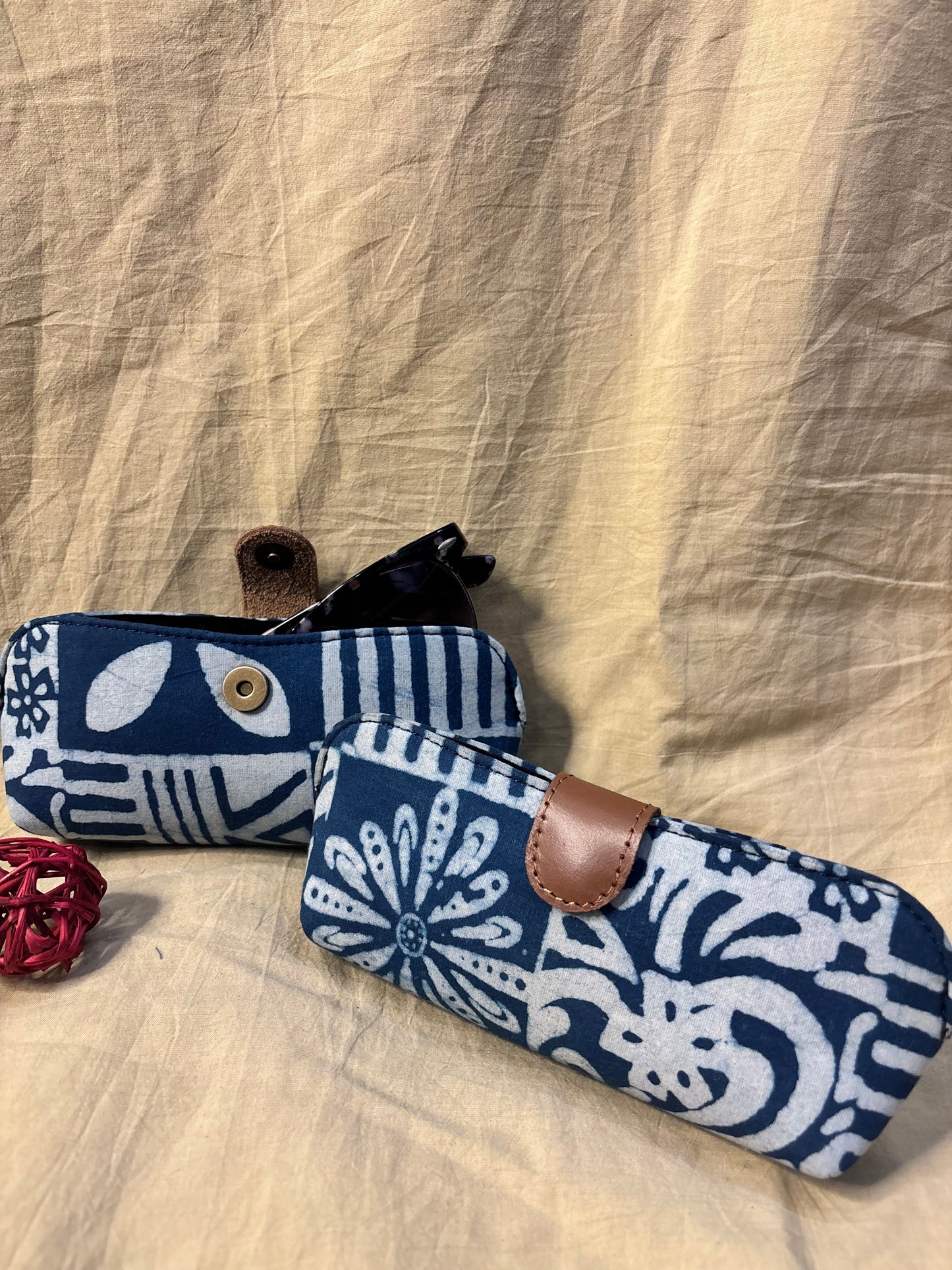 Indigo Tiles Hand Block Print Eyewear Case