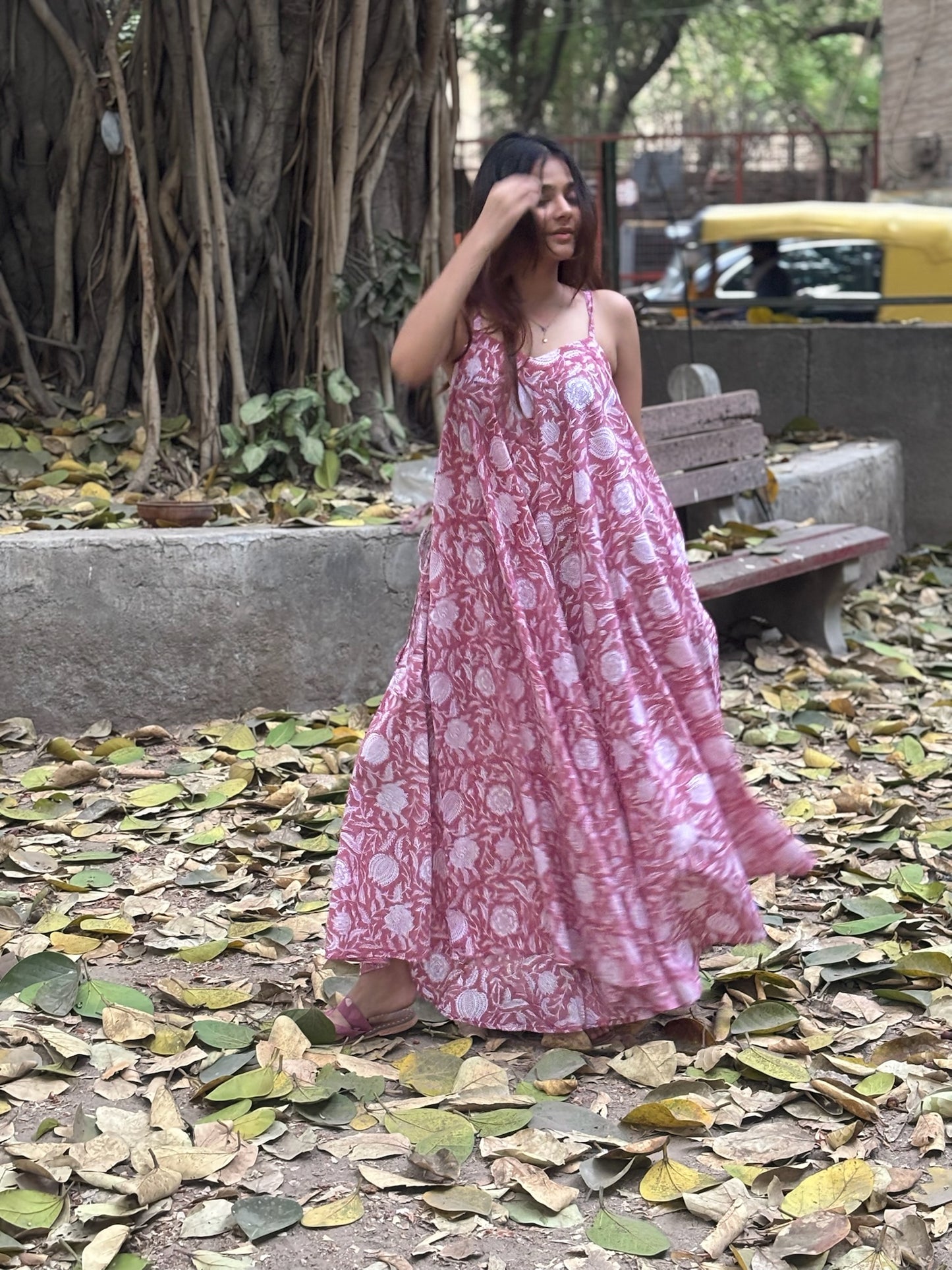 Rosa Belle Hand Block Printed Floral Flared Jumpsuit