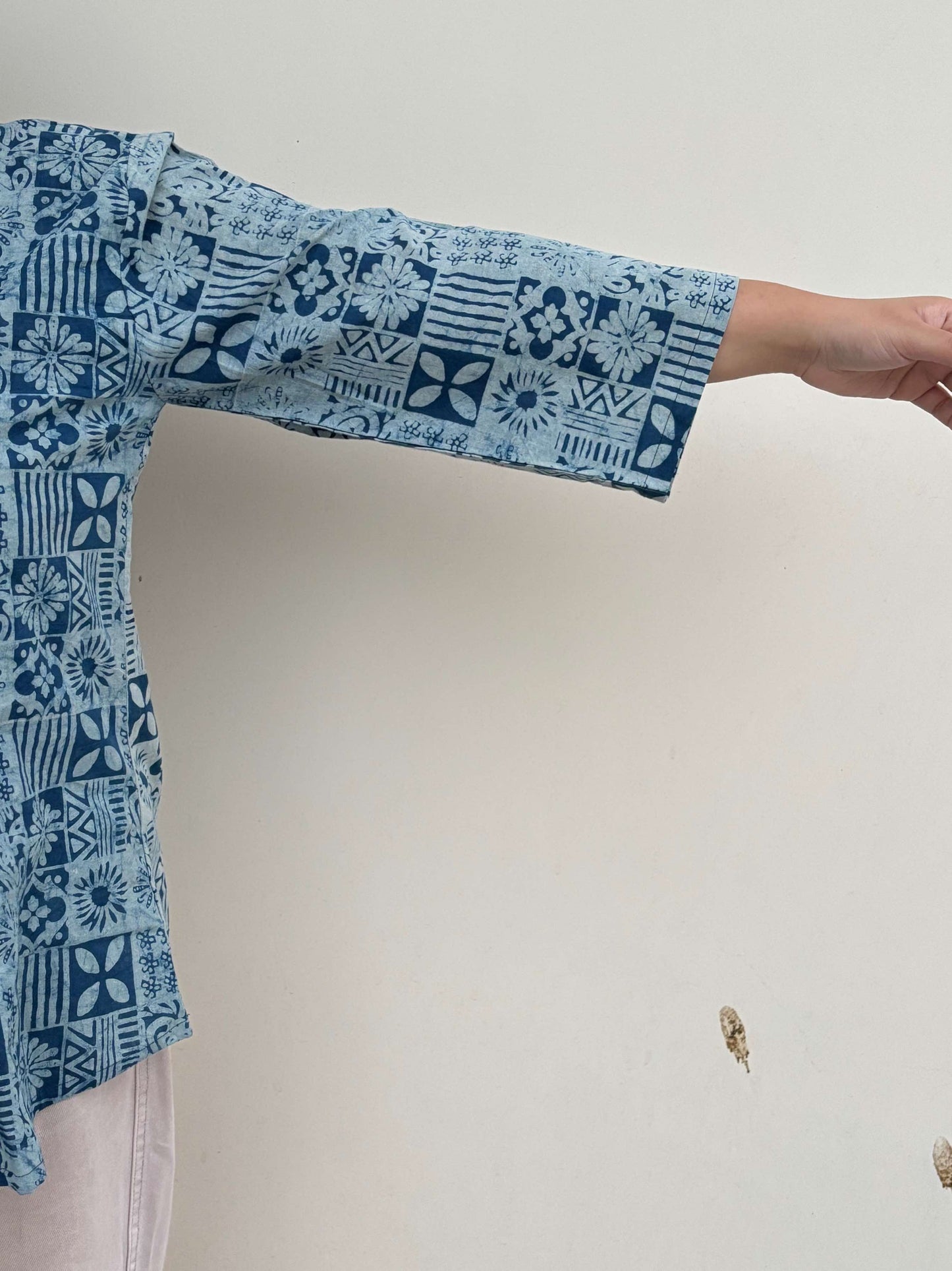 Indigo Tiles A Line Relaxed Fit Collar Top