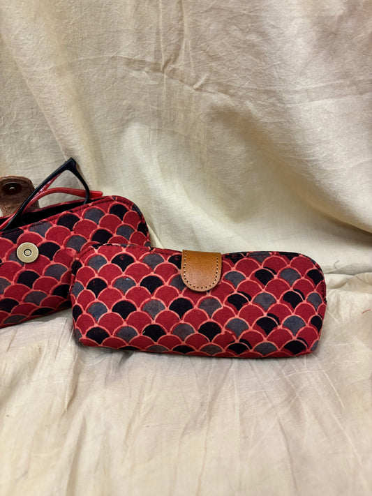Red Fish scale Ajrakh Eyewear Case
