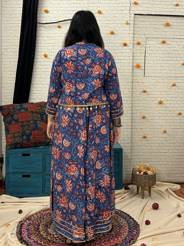 Mahika Hand Block Printed Shrug with Shell Detailing