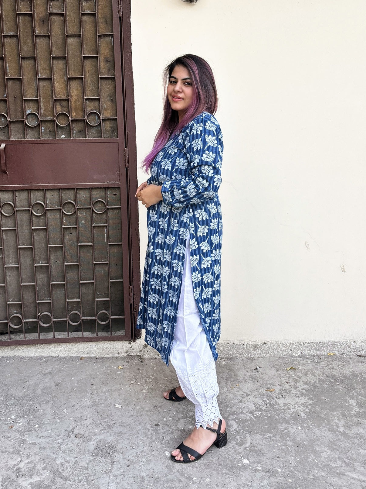 Indrani Hand Block Printed Cotton Long Kurta