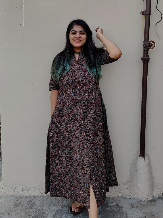 Kashish Camo Ajrakh A Line Maxi Shirt Dress
