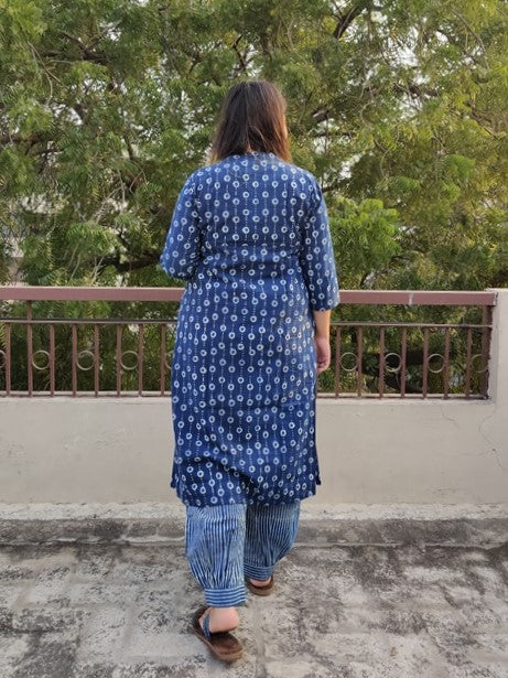 Rain Drops Hand Block Printed Kurta Set