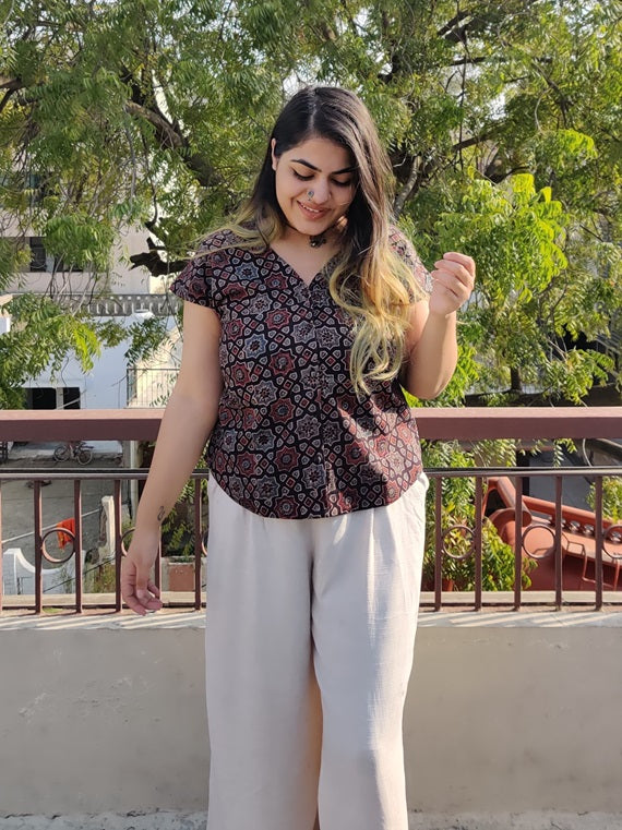 Black Forest Ajrakh Mega Sleeves Shirt