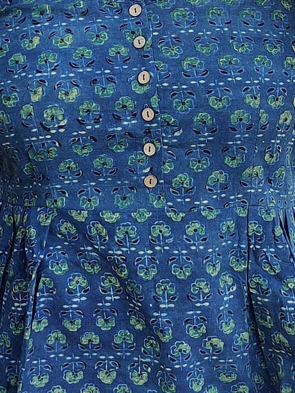 Madina Ajrakh Cross Back Spaghetti Peplum Top