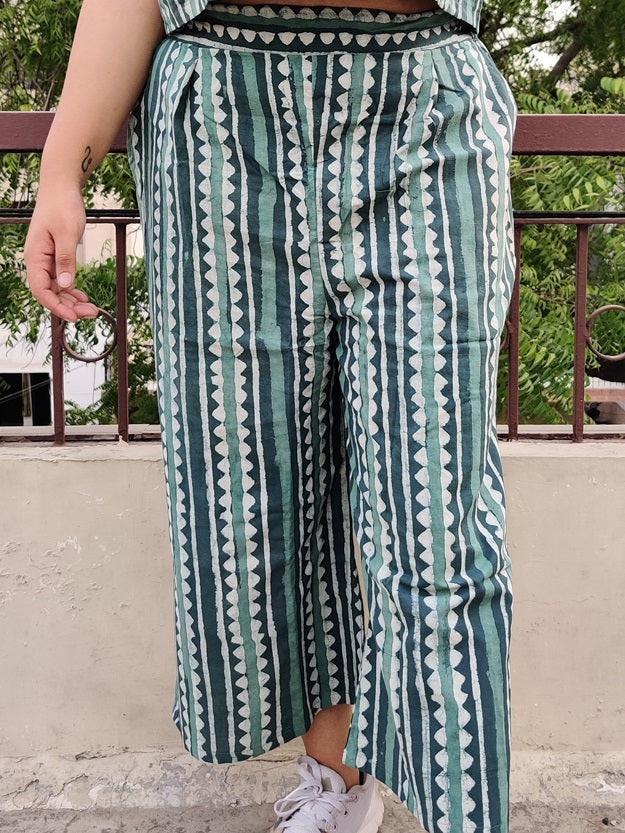 Teal Coord Set with Sleeveless Top and High waist Plazzo