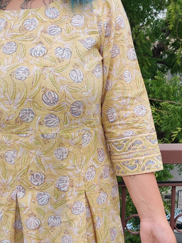 Snow Drop Hand Block Printed Midi Dress