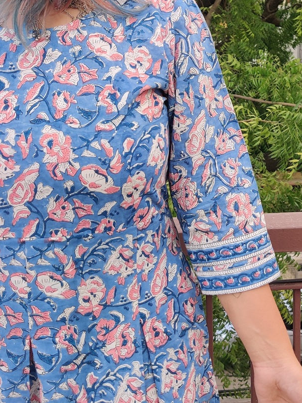 Orchid Hand Block Printed Midi Dress