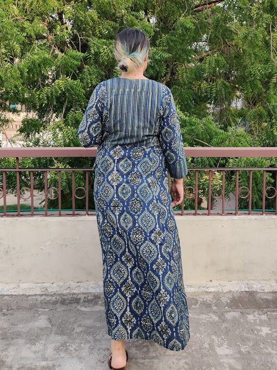 Aasmi Ajrakh A Line Maxi Patch Dress