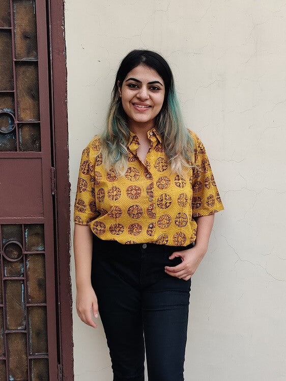 Surajmukhi Hand Block Printed Relaxed Fit Short Shirt