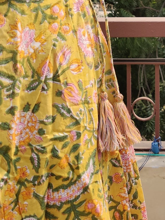Dajshi Cotton Hand Block Printed Angrakha Dress