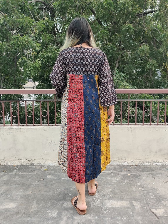 Riot of Colors Ajrakh Midi Dress Second Edition
