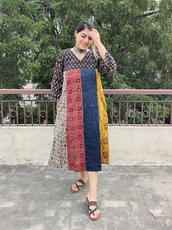 Riot of Colors Ajrakh Midi Dress Second Edition