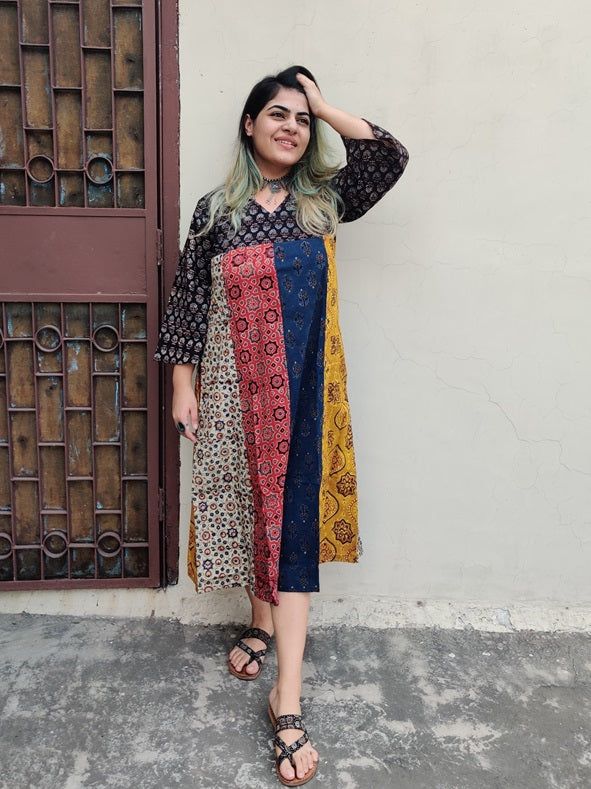 Riot of Colors Ajrakh Midi Dress Second Edition