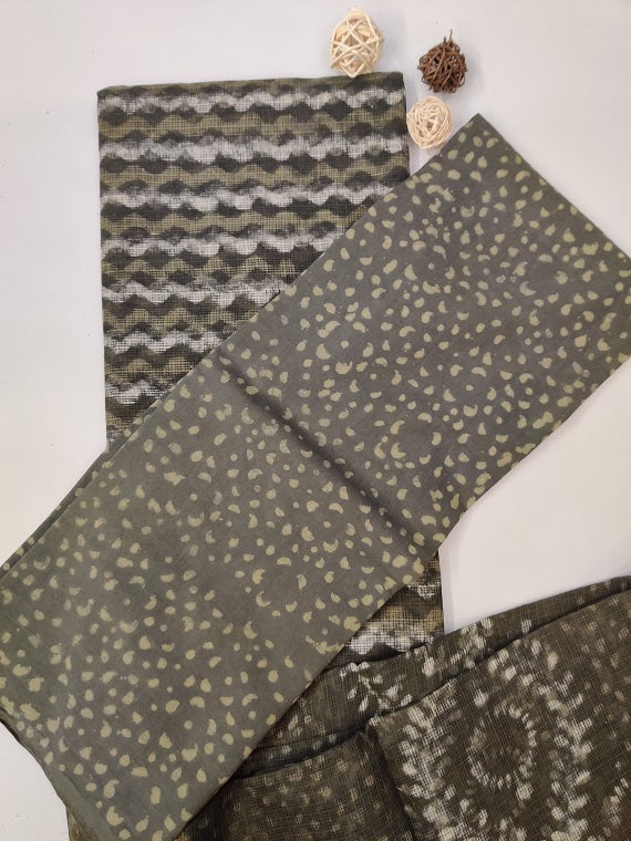 Mehndi Green Dabu Hand Block Printed Kota Suit Set