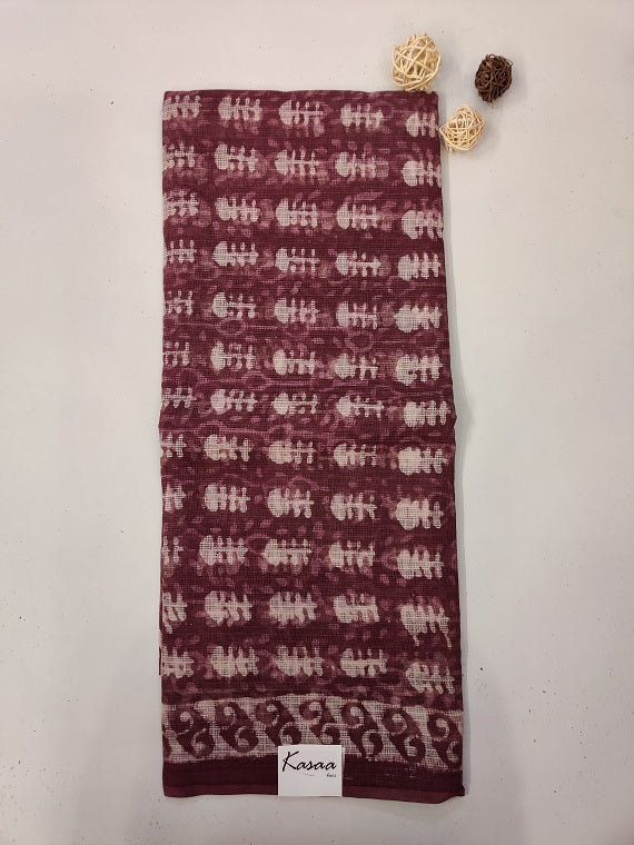 Plum Dabu Hand Block Printed Kota Suit Set