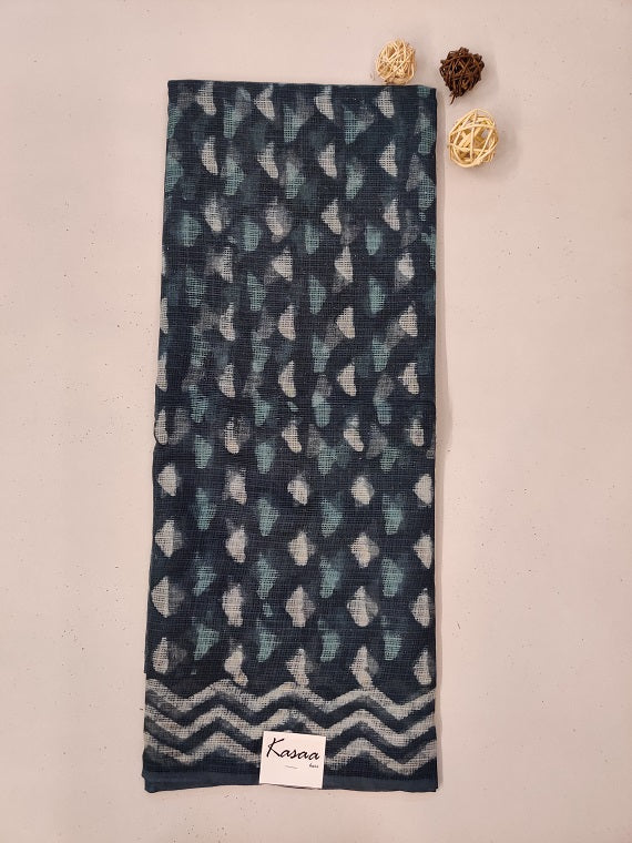 Teal Triangle Dabu Hand Block Printed Kota Suit Set