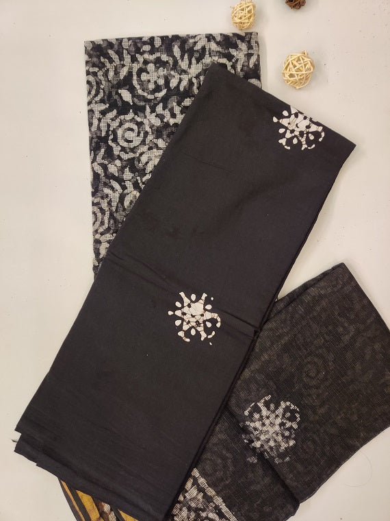 Black Hand Block Printed Kota Suit Set
