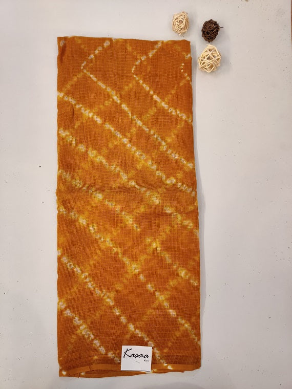 Mustard Grey Shibori Cotton Kota Suit Set