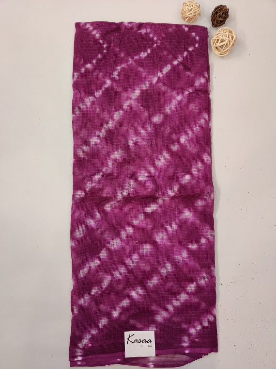 Purple Yellow Shibori Cotton Kota Suit Set
